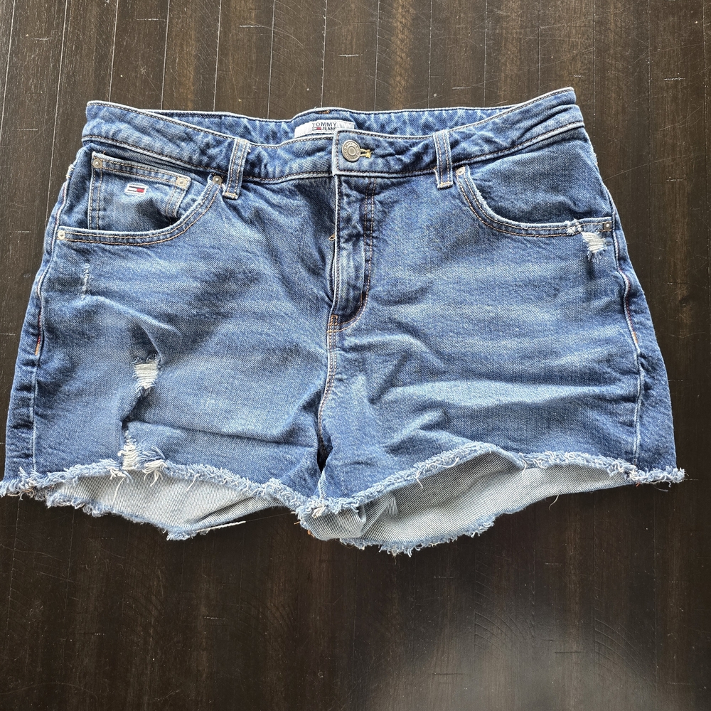 Tommy Hilfiger Blue Jean Shorts Distressed Hem